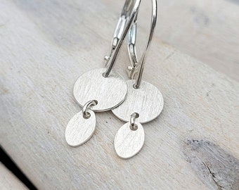 Plate earrings LITTLE DISCUS - cute 925 sterling silver earrings, plates, folding leverbacks, plate earrings in silver