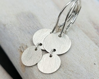 Plaatoorbellen LITTLE DISCUS - schattige 925 sterling zilveren oorbellen, borden, opvouwbare leverbacks, plaatoorbellen in zilver