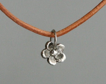 Flower necklace gold - chain pendant with small flower made of real silver, 925 silver, flower pendant, chain pendant, silver flower, flowers