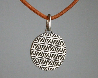 Collar flor de la vida, collar flor de la vida en plata, colgante con la flor de la vida, plata 925, collar medallón, collares de monedas