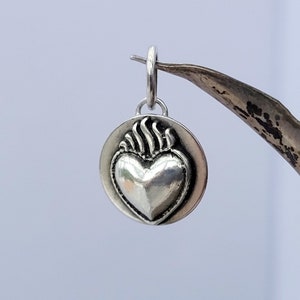 Pendant Heart in Flames, personalizable, with gift packaging, handmade from recycled silver