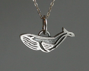 Necklace pendant small whale made of recycled silver, whale pendant made of 925 silver, blue whale pendant