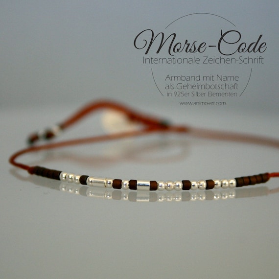 ORAZIO Bracciale Codice Morse per Donna Uomo Perline su Cordoncino di Seta Bracciale dell'amicizia Bracciale Migliore Amico Regalo Ispiratore per lei con Biglietto da Visita