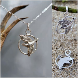 Chain pendant bird silver
