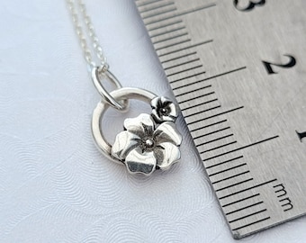 Pendentif couronne de fleurs, pendentif chaîne avec petites fleurs en argent véritable, argent 999, pendentif fleur, pendentif chaîne, fleurs en argent