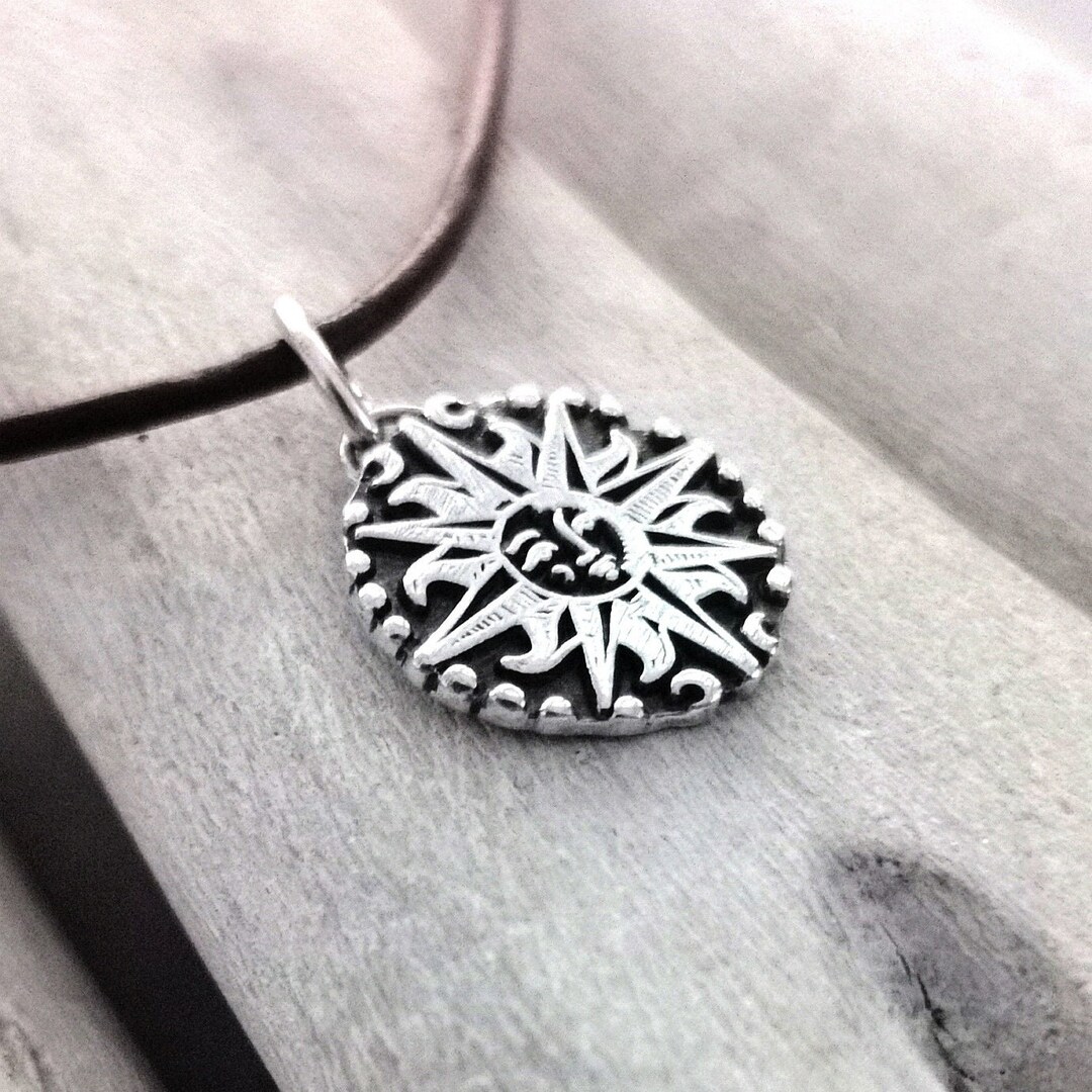 Pendant Vintage Sun, 925 Silver, Customizable With Engraving on the ...