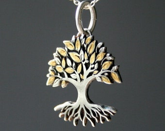 Tree of life necklace in silver and gold, pendant tree of life, tree of life 925 sterling silver, tree of life, tree of life necklace