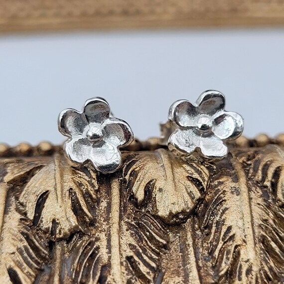 Earrings Small Flower Stud Earrings Recycled 925 Silver Etsy