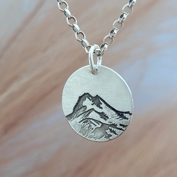 Pendant necklace: The Mountains are calling - pendant with mountains, with gift packaging, handmade from recycled silver