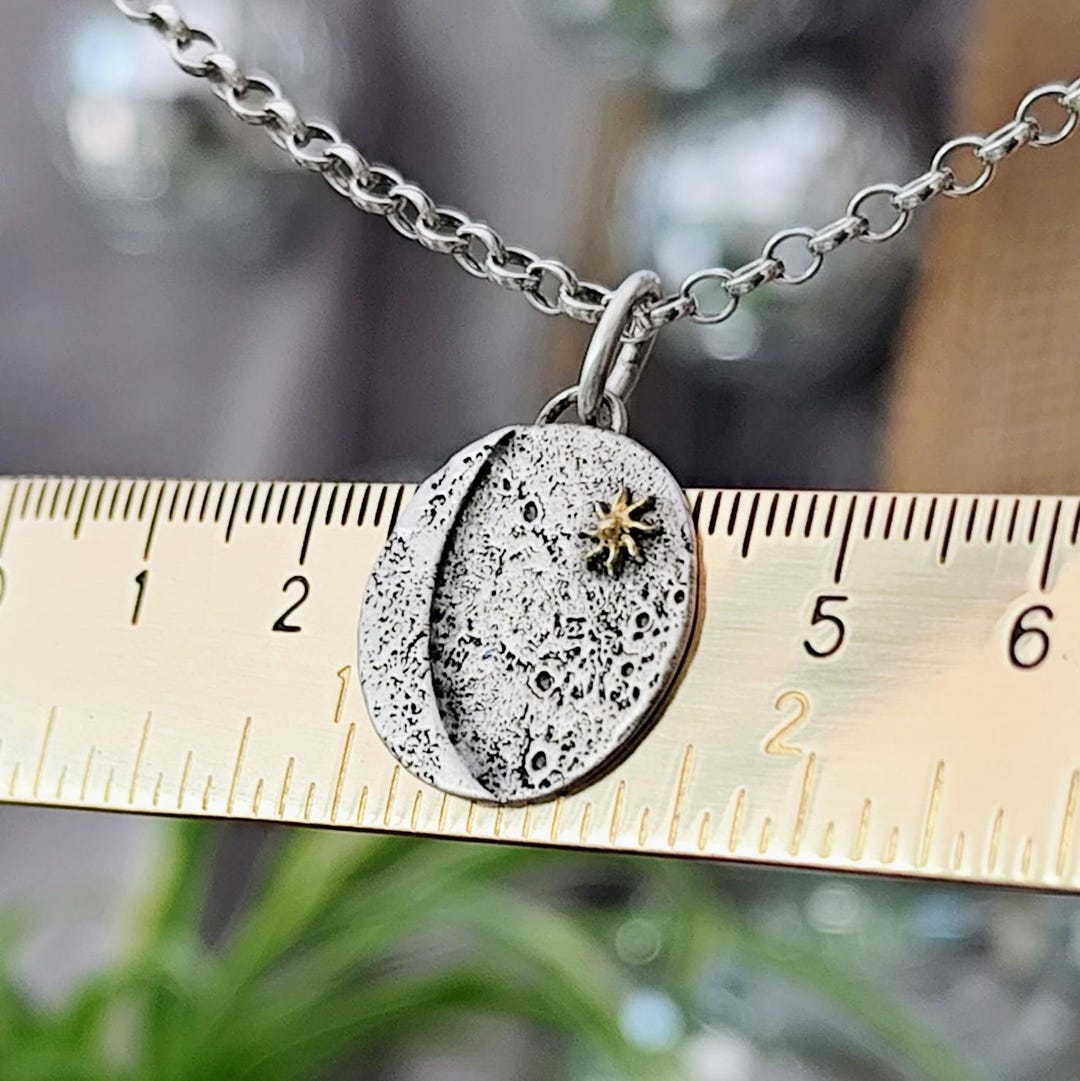 Moon & Sun Pendant Made From Recycled 925 Sterling Silver and 24-karat ...