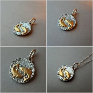 Zodiac sign necklace, optionally in BiCOLOR with 24 carat partial gold plating, handmade from 925 sterling silver, man, woman, unisex, couple jewelry