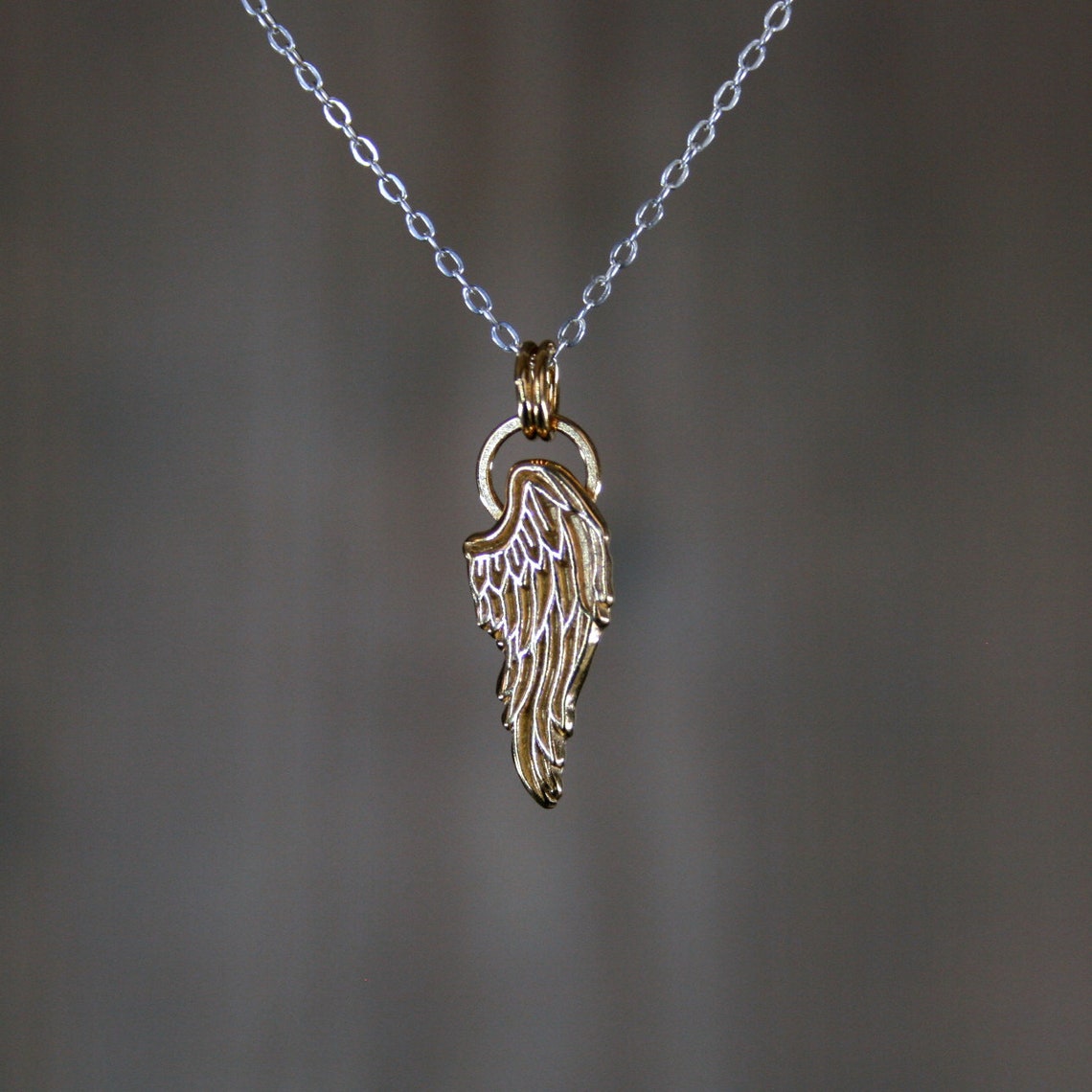 Wing chain silver wing chain gold pendant in silver or gold Etsy