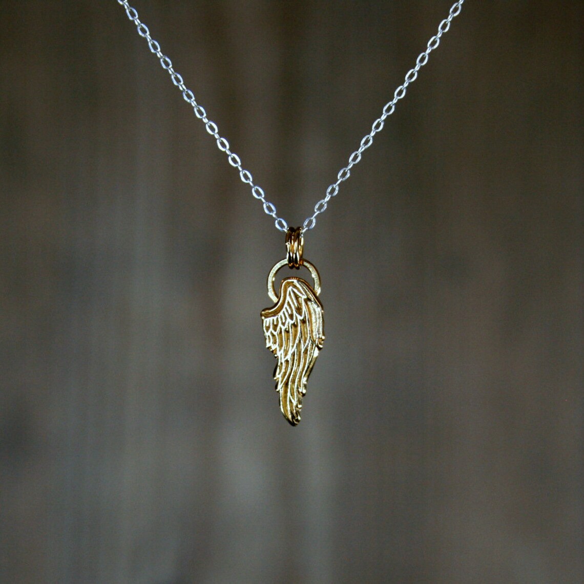 Wing chain silver wing chain gold pendant in silver or gold Etsy