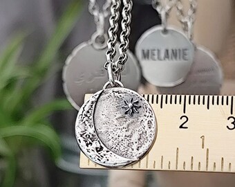 Moon and sun pendant necklace, necklace with moon and sun, crescent moon, half moon, moon necklace made of genuine silver, 925 silver, moon children, necklace