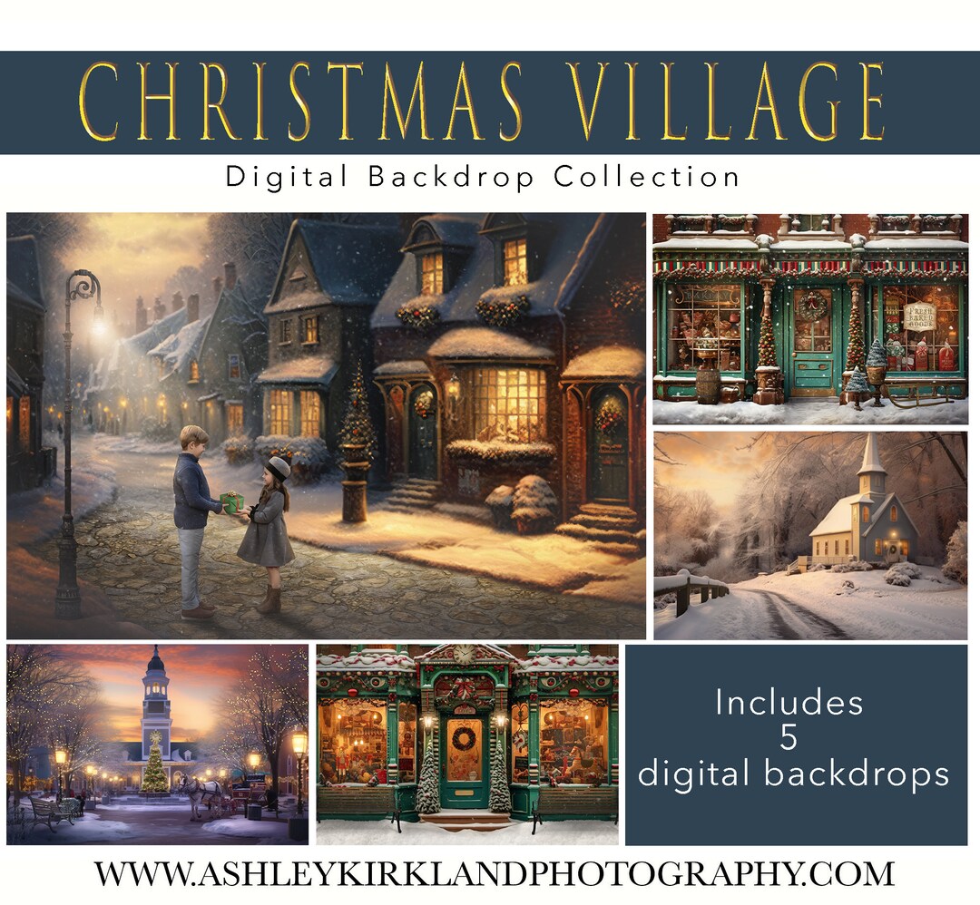 Christmas Village Digital Backdrop Collection for Photoshop - Etsy