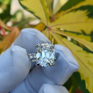 3Ct. Old mine Cushion Diamond Hidden Halo Solitaire engagement Ring / Old European cut diamond ring / Antique cut cushion lab grown diamond