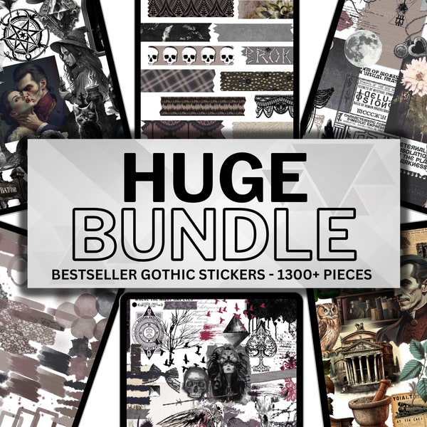 Gothic Stickers HUGE BUNDLE for Digital Planners & Journals - | Pre-cropped Goodnotes Notability PNG