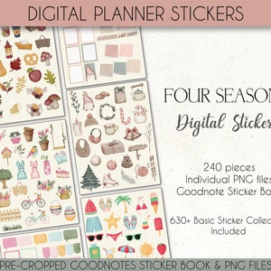 Adesivi Four Seasons per planner e diari digitali / Libro Goodnotes pretagliato PNG / Hobonichi creativo / Bullet Journal annuale