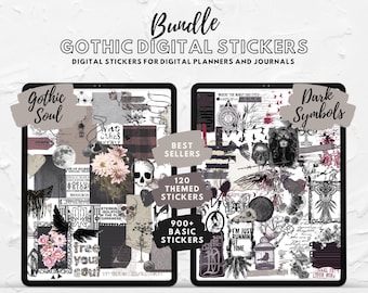 Gothic Digital Sticker Bundle – Dark Journal & Planner Embellishments (PNG)