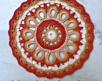 Mandala Crochet Pattern: Step-by-Step Diagram & Video (Digital Download) - Soothing Therapy Projects - Anxiety Relief - Spiritual Growth