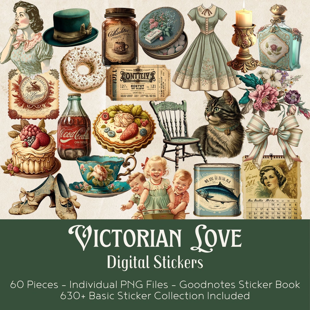 Vintage Victorian Retro Stickers for Digital Planners & Journals ...