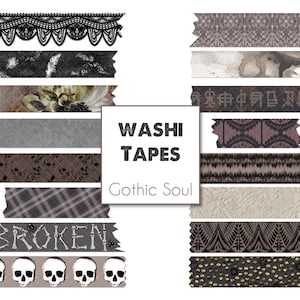 Digitale washitape set 'Gothic Soul' | Digitale planner Goodnotes sticker clipart png | Gotisch Halloween Hekserij Donker Goth Emo