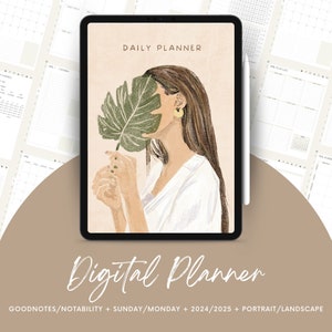 Digital Planner for Goodnotes & Notability 2024 - 2025 Ecru / Beige | Hyperlinked Yearly Quarterly Monthly Weekly Daily Calendar