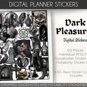 Dark Pleasures Aufkleber für Digitale Planer & Journals | Vorgeschnittenes Goodnotes-Buch PNG | Kreative Hobonichi | Bullet Journal