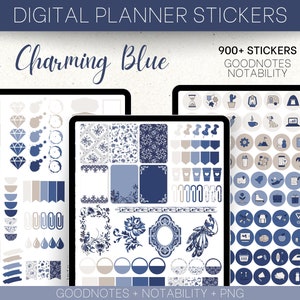 Romantische blauwe stickers voor digitale planners en tijdschriften - charmant blauw | Vooraf bijgesneden Goodnotes en Notability-boek, png PNGEgg |