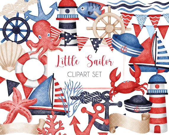 Nautical Clipart Set | Little Sailor PNG (Instant Download)