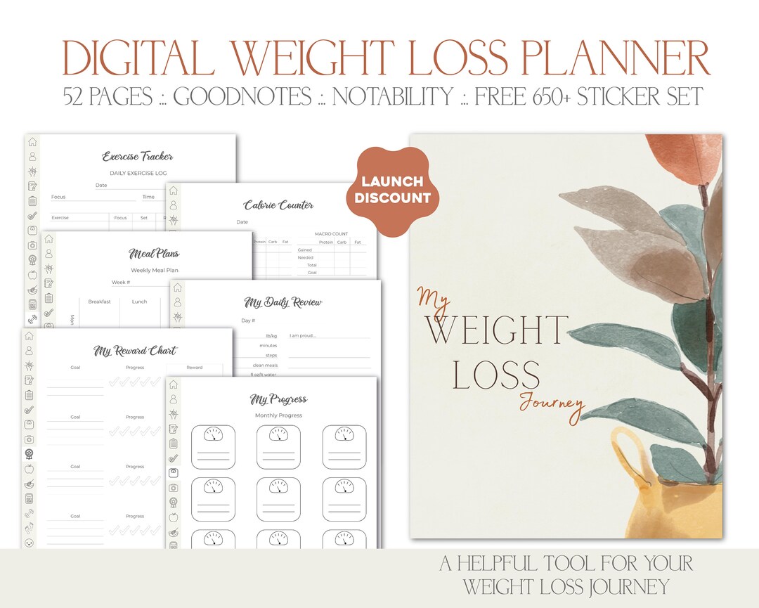 Digital Weight Loss Planner for Goodnotes & Notability Etsy