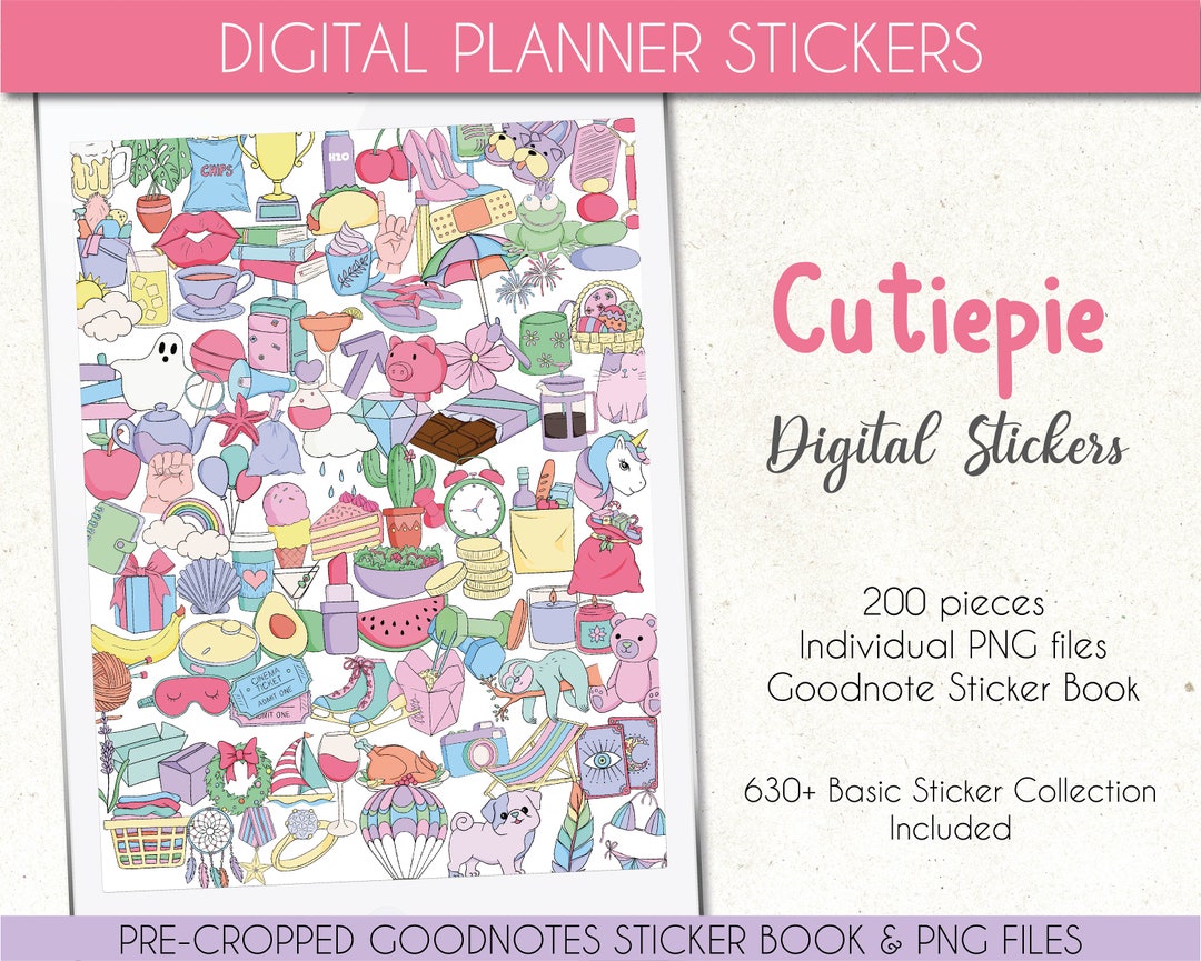 Kawaii Doodle Stickers for Goodnotes – Digital Planner PNG (digital ...