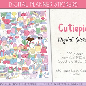 Kawaii Doodle Stickers for Goodnotes – Digital Planner PNG (Digital Download)
