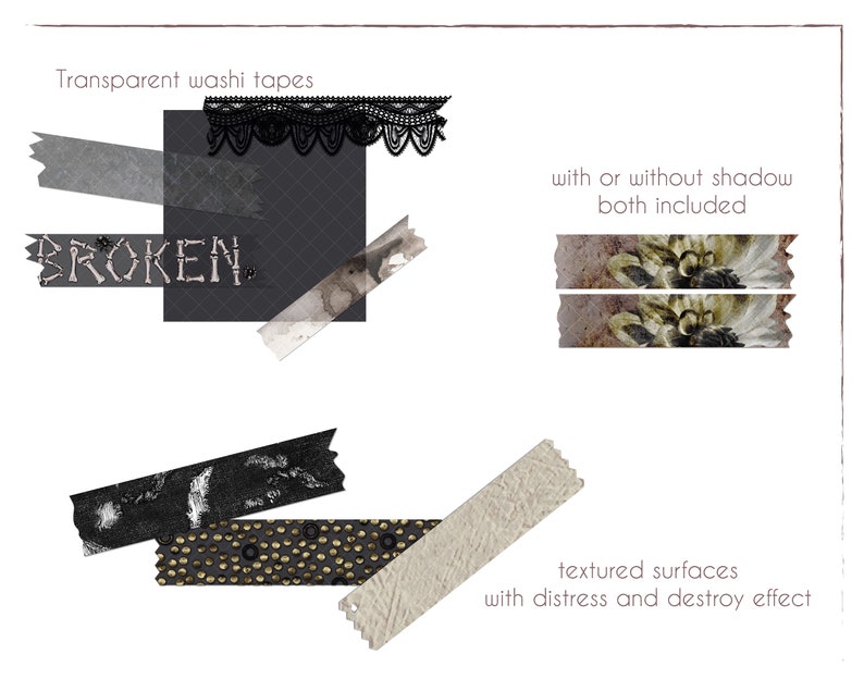 Gothic Washi Tape Set: Dark Digital Planner Stickers (PNG) - Etsy