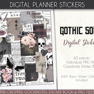 Gothic Stickers for Digital Planners & Journals - Gothic Soul | Pre-cropped Goodnotes Notibility Book PNG | Creative Bullet Journal