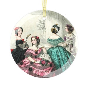 Victorian Ladies Glass Christmas Ornament