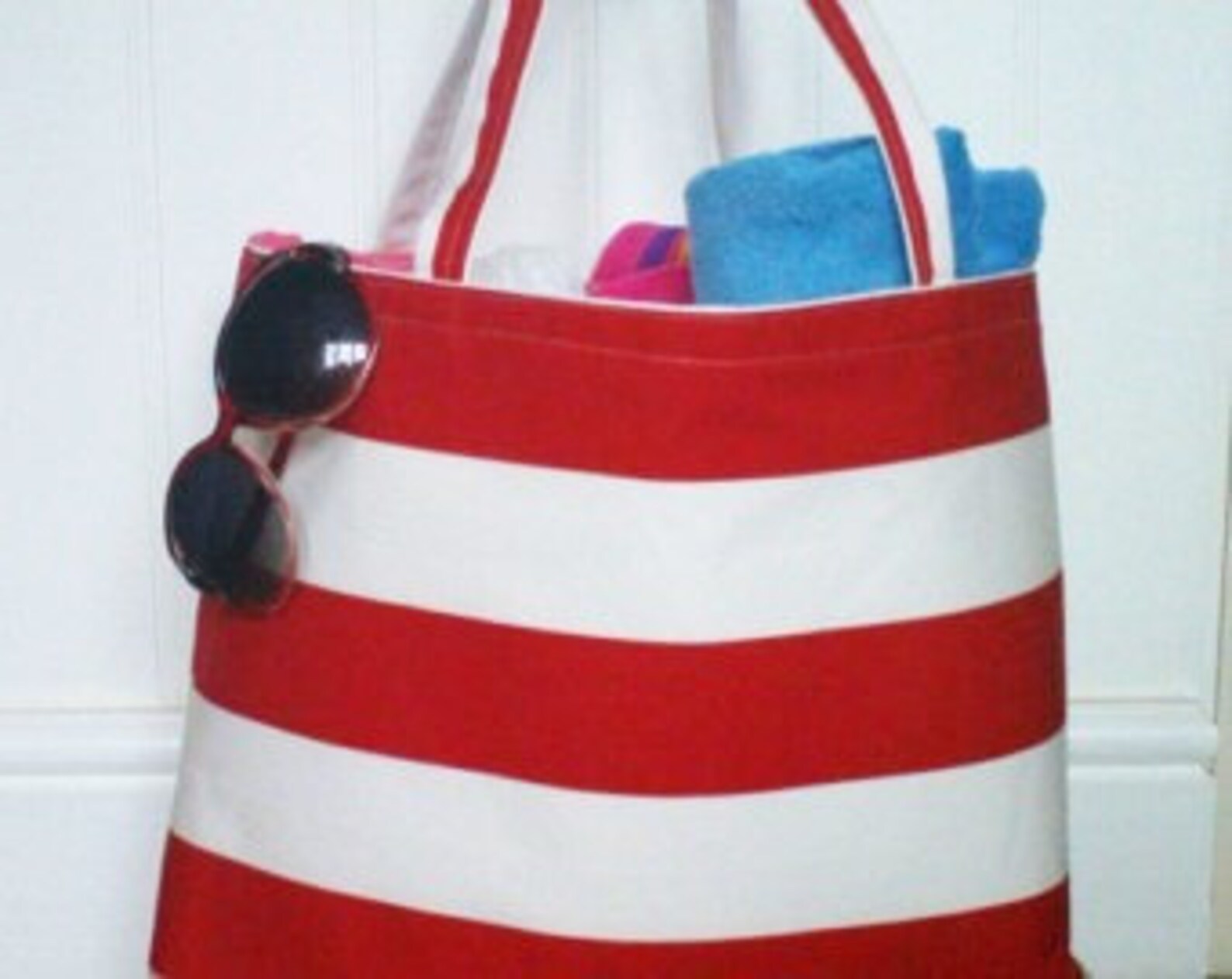 Large Beach Bag Large Tote Bag Red Beach Bag Red Stripe Beach Etsy UK