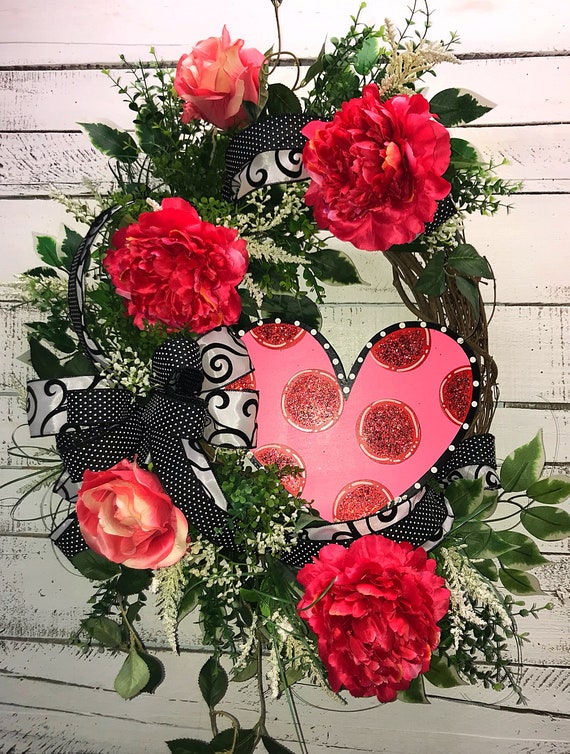 Valentines Day Wreath For Front Door Valentine S Day Etsy