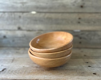 Set of 3 Vintage Wooden Bowls | Scandinavian Mid Century Kitchen Decor