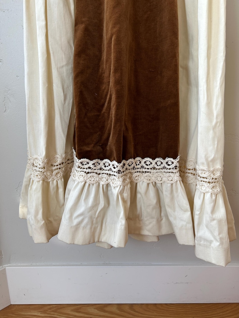 Vintage Gunne Sax Prairie Dress – Brown Velvet & Ivory Lace Maxi Dress ...