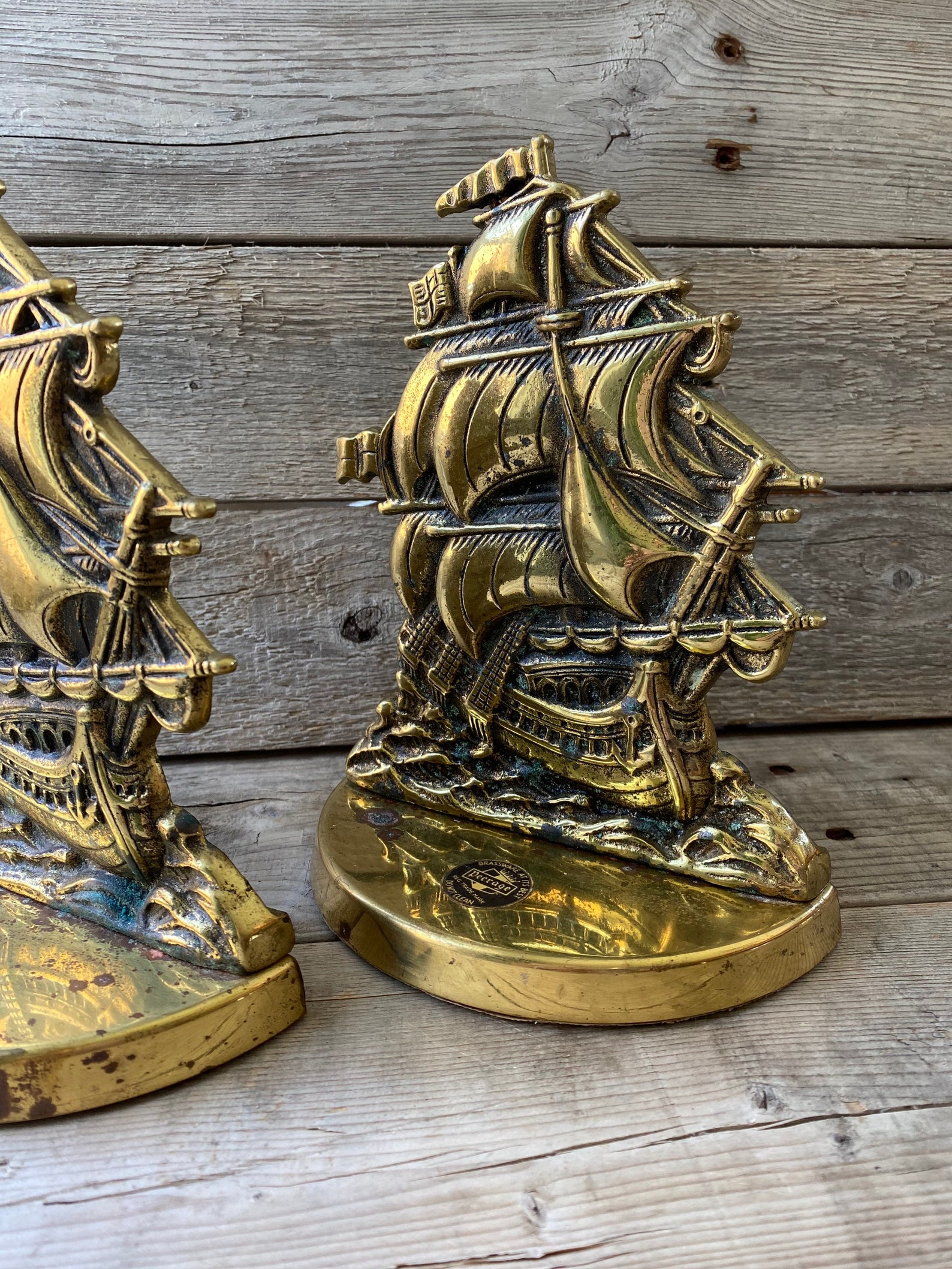 Peerage Brass Ship Bookends Etsy