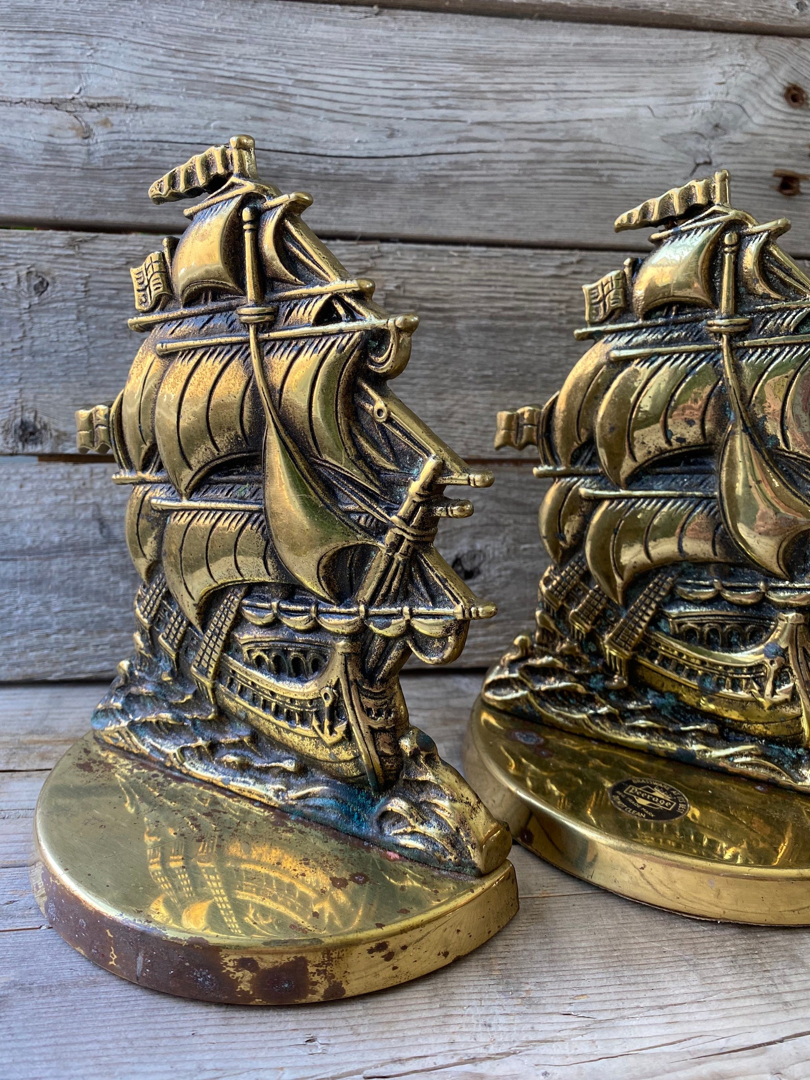 Peerage Brass Ship Bookends Etsy