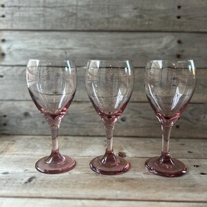 Set of 3 Pink Wine Glasses
