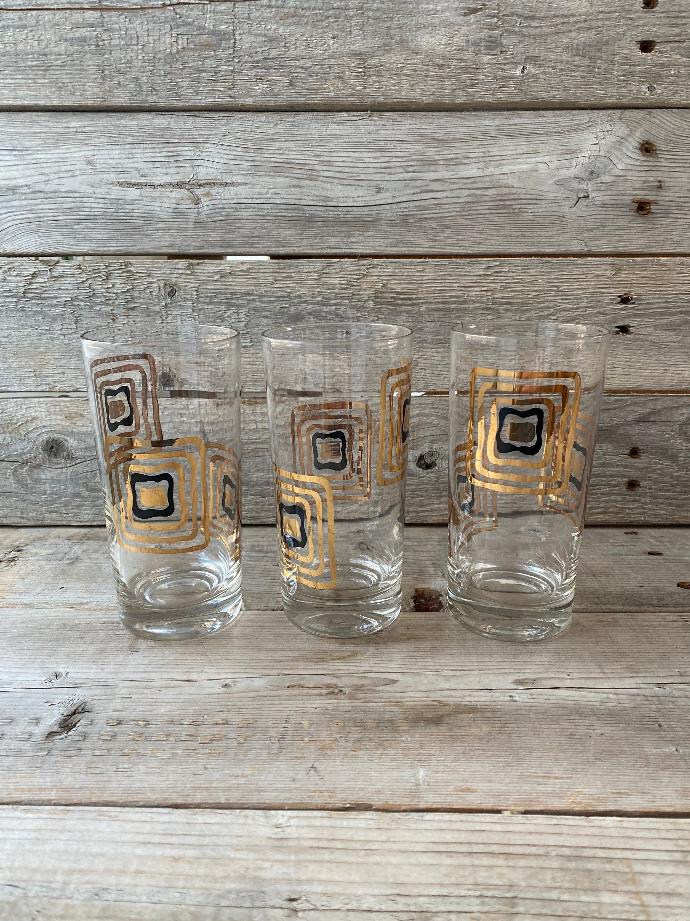 Set of 3 Black and Gold Bar Glasses Etsy UK