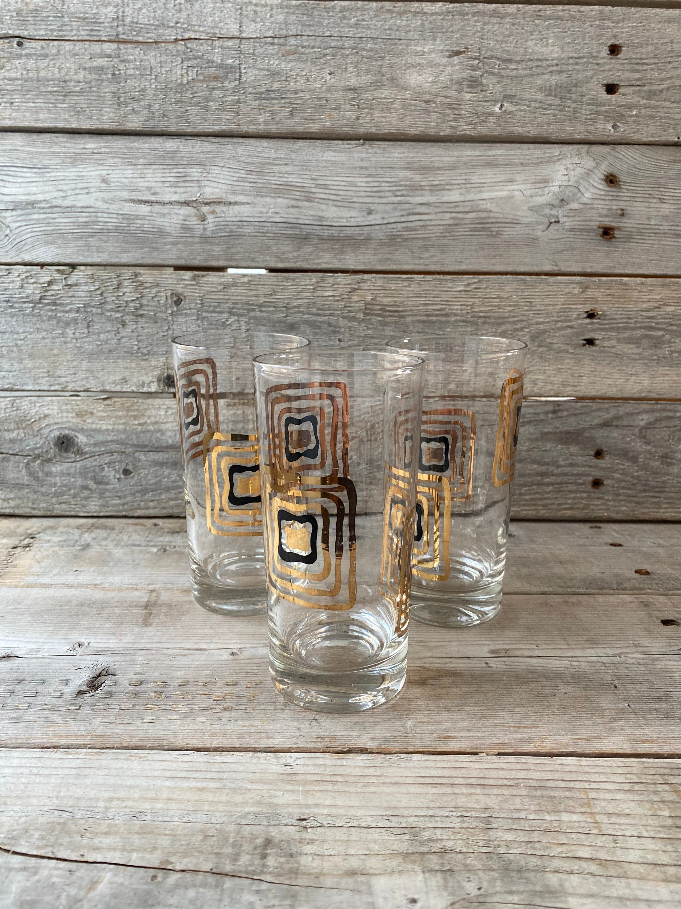Set of 3 Black and Gold Bar Glasses Etsy UK