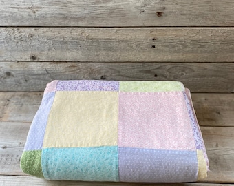 Handmade Vintage Baby Quilt | Pastel Patchwork Crib Quilt | Heirloom Blanket