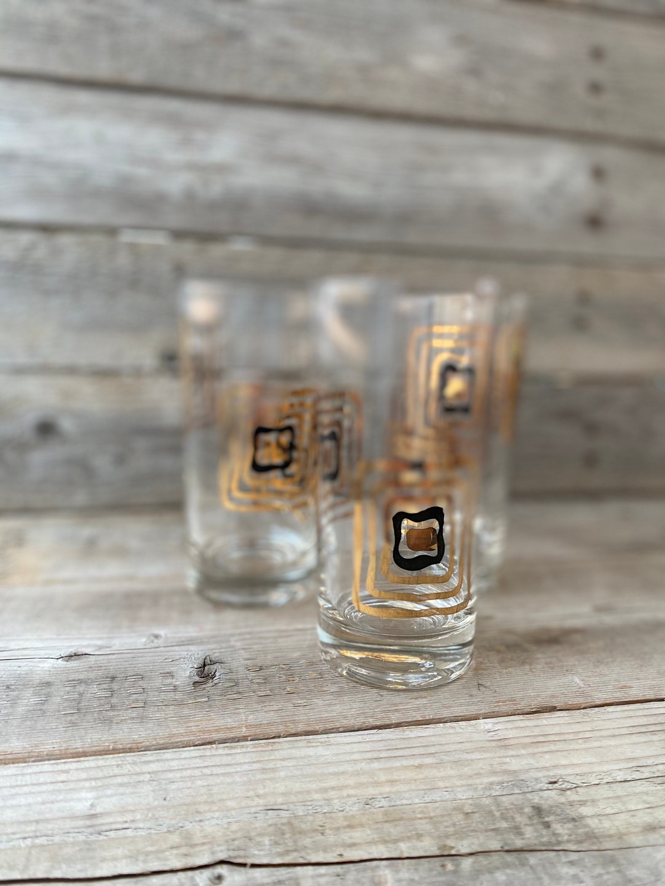 Set of 3 Black and Gold Bar Glasses Etsy UK