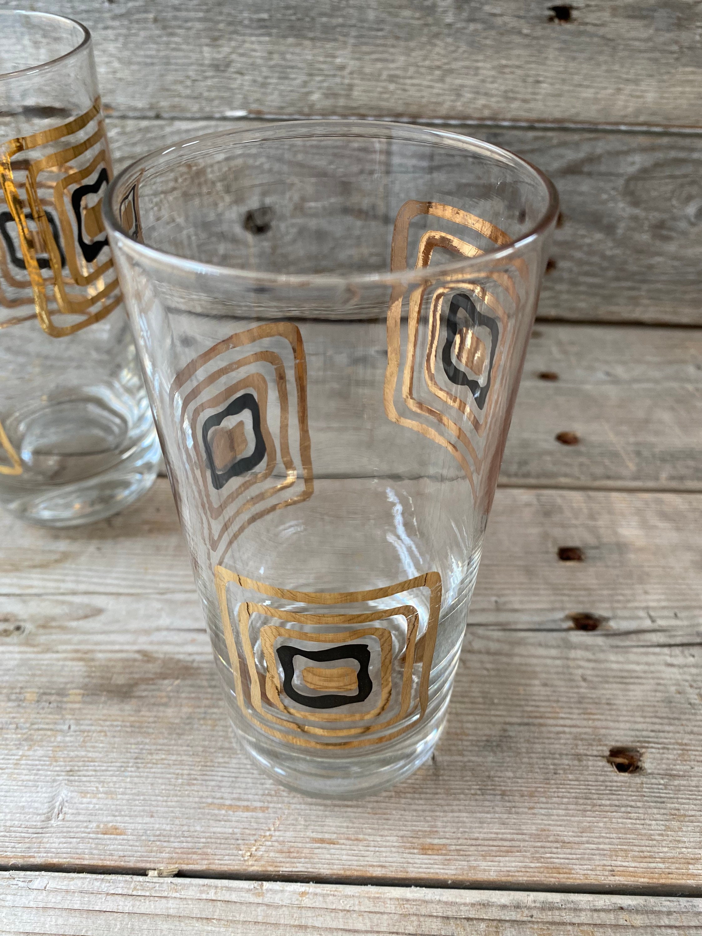 Set of 3 Black and Gold Bar Glasses Etsy UK