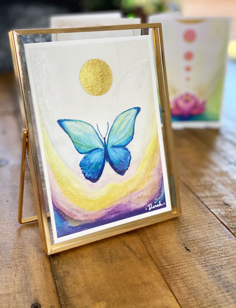Limited Edition 2021 An Original Art Gold Painted Butterfly 5 x 7 Art Card Multipurpose Art Card Giclee