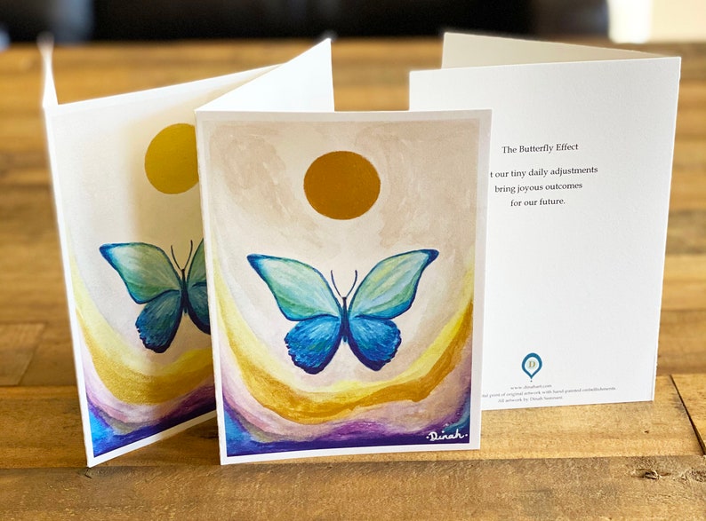 Limited Edition 2021 An Original Art Gold Painted Butterfly 5 x 7 Art Card Multipurpose Art Card Giclee